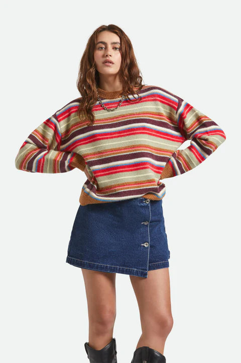 Womens BRIXTON Cozy Crew Sweater in MULTI STRIPE