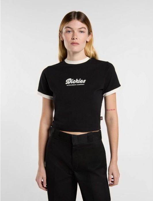 Womens DICKIES Lewistown Ringer T-Shirt in BLACK