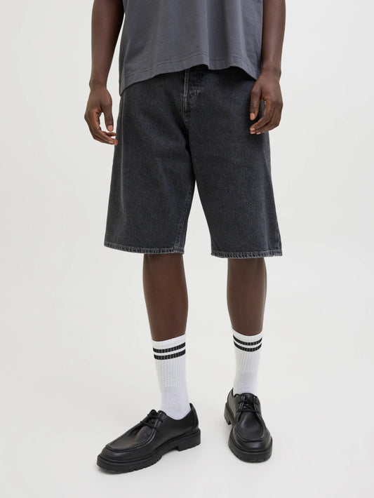jack and jones baggy jorts black worn