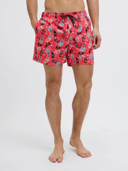 JACK & JONES Koi Fish Swim Shorts in CORAL