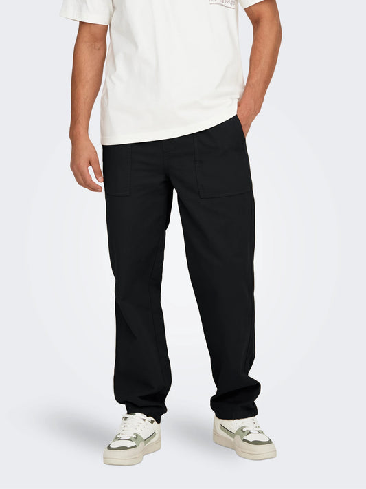 ONLY & SONS Sinus Loose Fit Trousers in BLACK