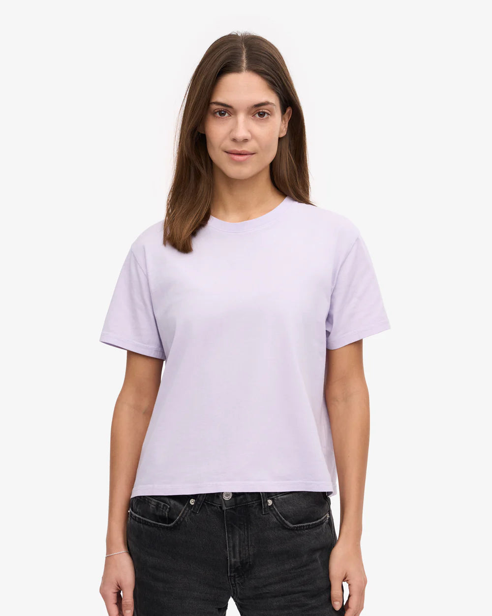 Womens COLORFUL STANDARD Boxy Crop Top in PURPLE