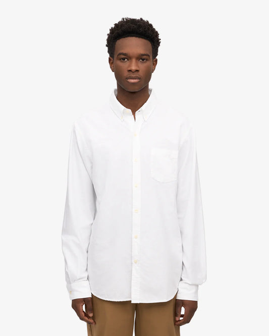 COLORFUL STANDARD Button Down Long Sleeve Shirt in WHITE