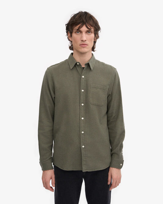 COLORFUL STANDARD Flannel Shirt in DUSTY OLIVE