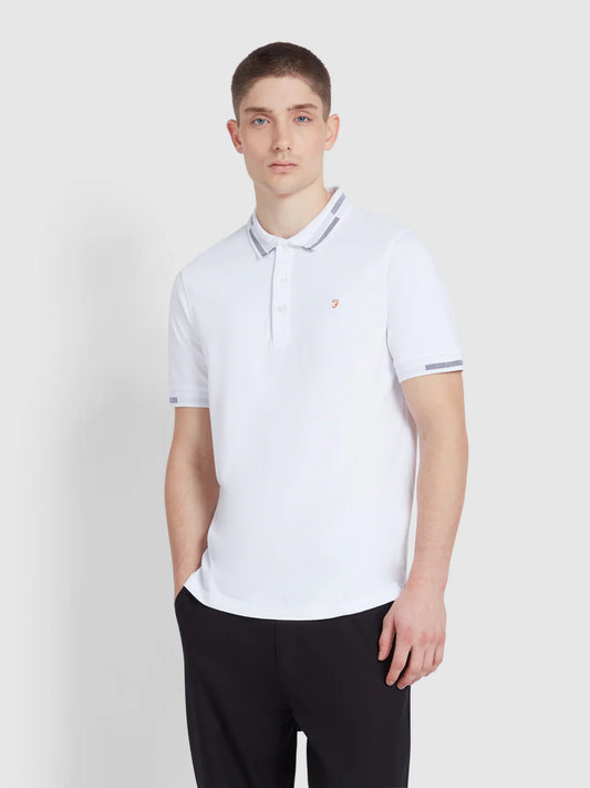 FARAH Purdy Short Sleeve Polo Shirt in WHITE