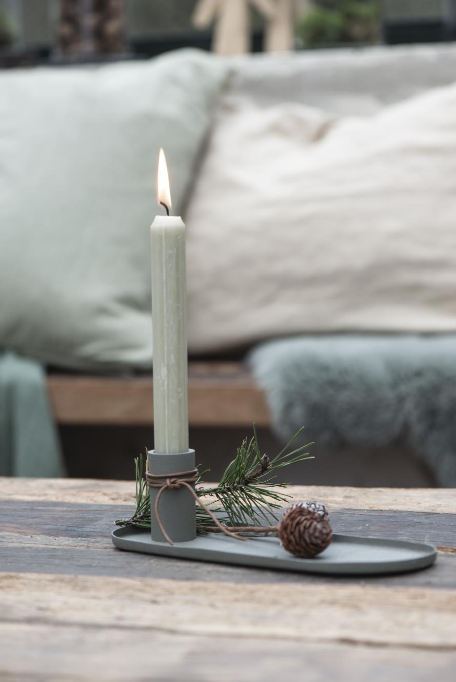 Ib Laursen Oval Dinner Candle Holder in DUSTY GREEN
