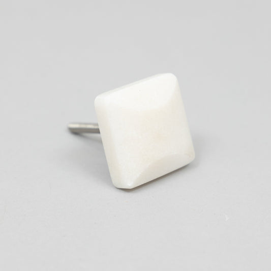 CLAYRE & EEF Square Chiselled Furniture Knob in CREAM STONE - Pack of 2