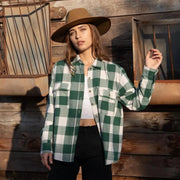 Womens BRIXTON Bowery Boyfriend Flannel Check Shirt in GREEN