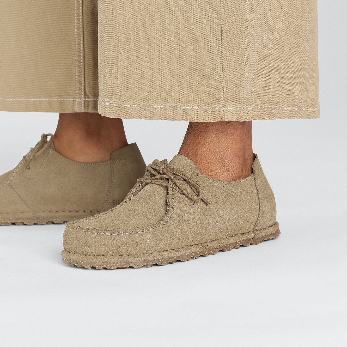 BIRKENSTOCK Utti Lace Suede Leather Shoes in GRAY TAUPE