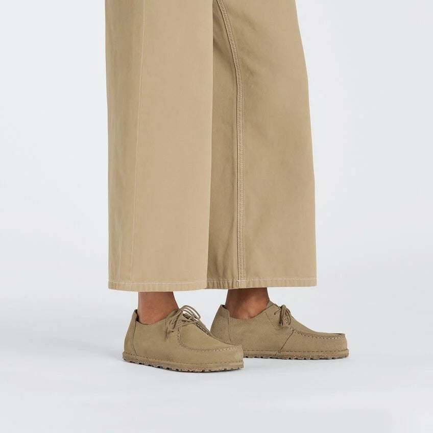 BIRKENSTOCK Utti Lace Suede Leather Shoes in GRAY TAUPE