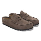 BIRKENSTOCK Naples Suede Buckley Clog in Concrete Gray