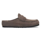 BIRKENSTOCK Naples Suede Buckley Clog in Concrete Gray