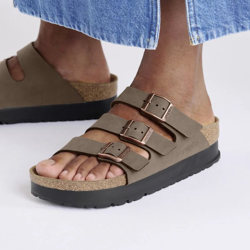 Womens BIRKENSTOCK Florida Flex Platform Birko-Flor Sandals in MOCCA