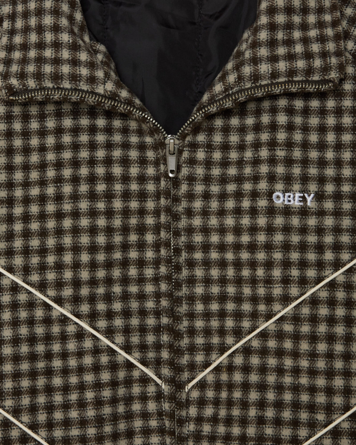 OBEY Leisure Training Jacket in Stone Plaid