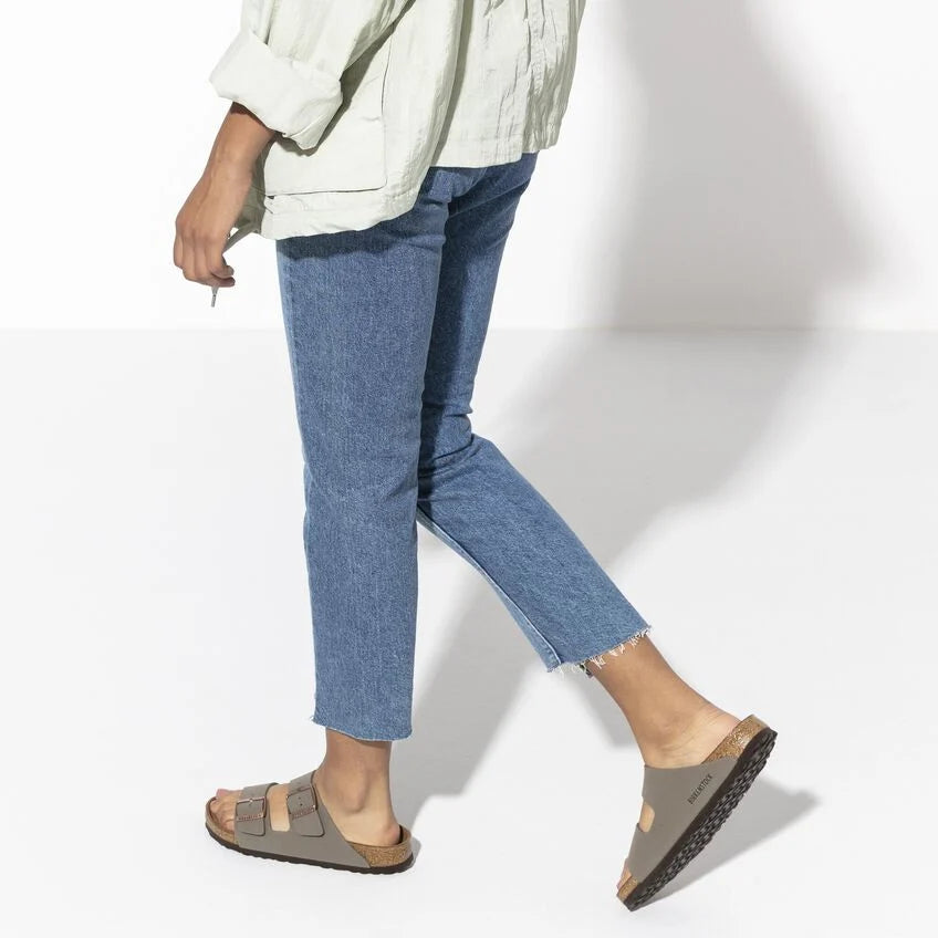 BIRKENSTOCK Arizona Birko-Flor Nubuck Sandals in STONE