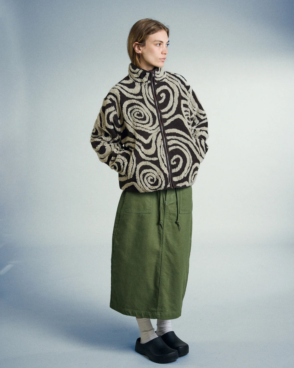 Womens OBEY Swirls Jacquard Zip Jacket in BROWN