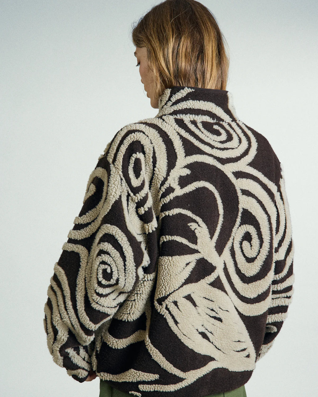 Womens OBEY Swirls Jacquard Zip Jacket in BROWN