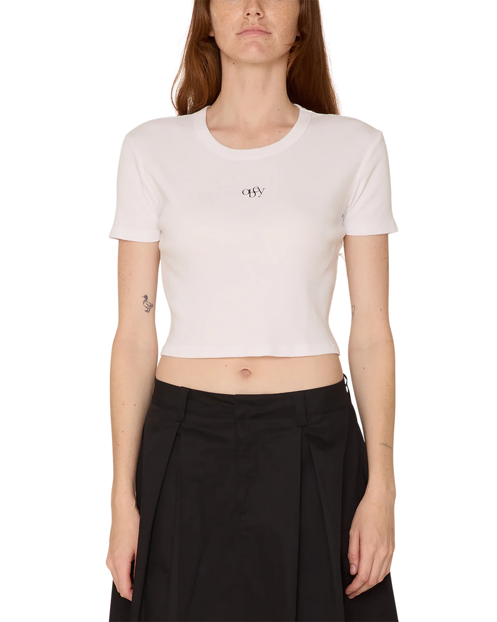 Womens OBEY Jumpy Cropped T-Shirt in WHITE