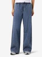 Womens NOISY MAY Enza Mid Waist Wide Leg Pant in BLUE DENIM