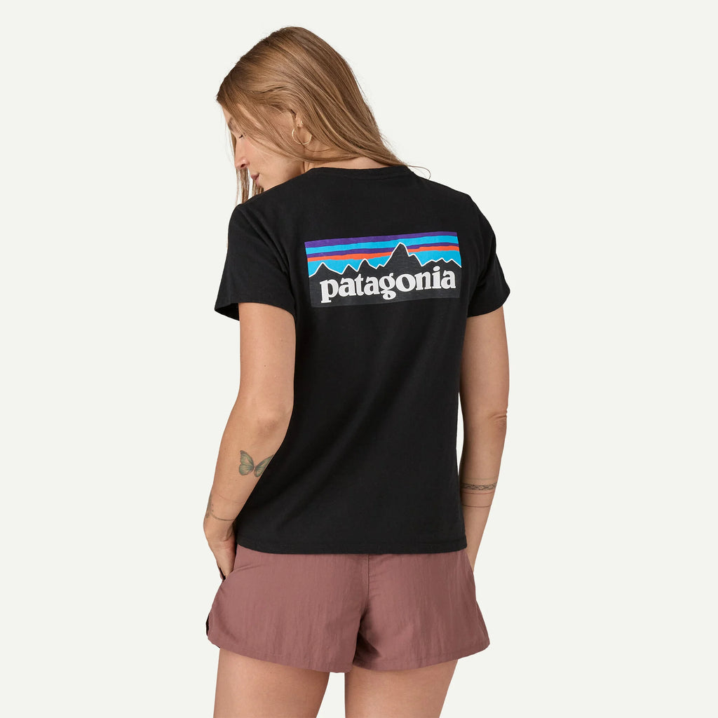 Womens PATAGONIA P-6 Logo Responsibili-Tee T-Shirt in BLACK