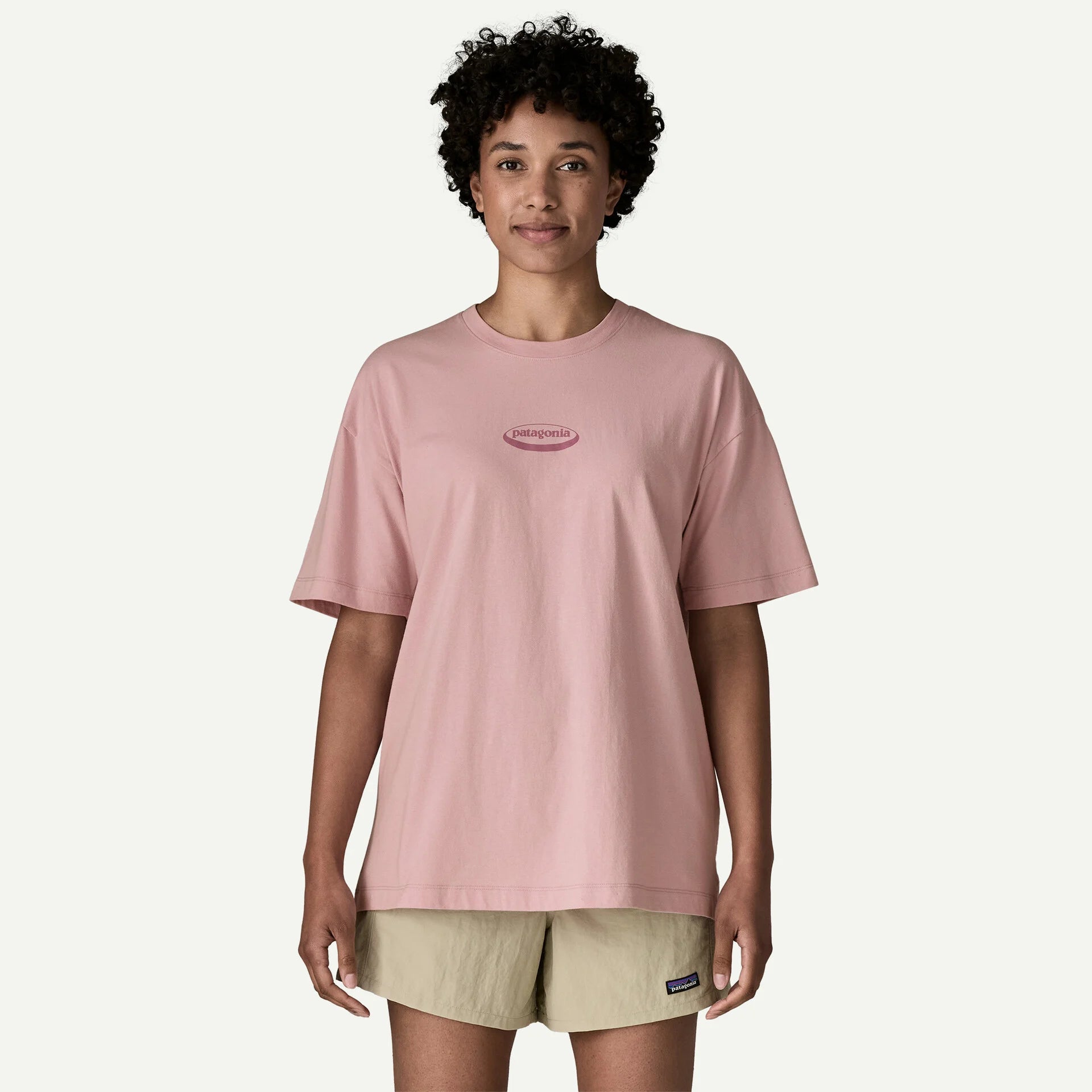 Womens PATAGONIA '95 Oval Logo Oversized T-Shirt in QUIET VIOLET