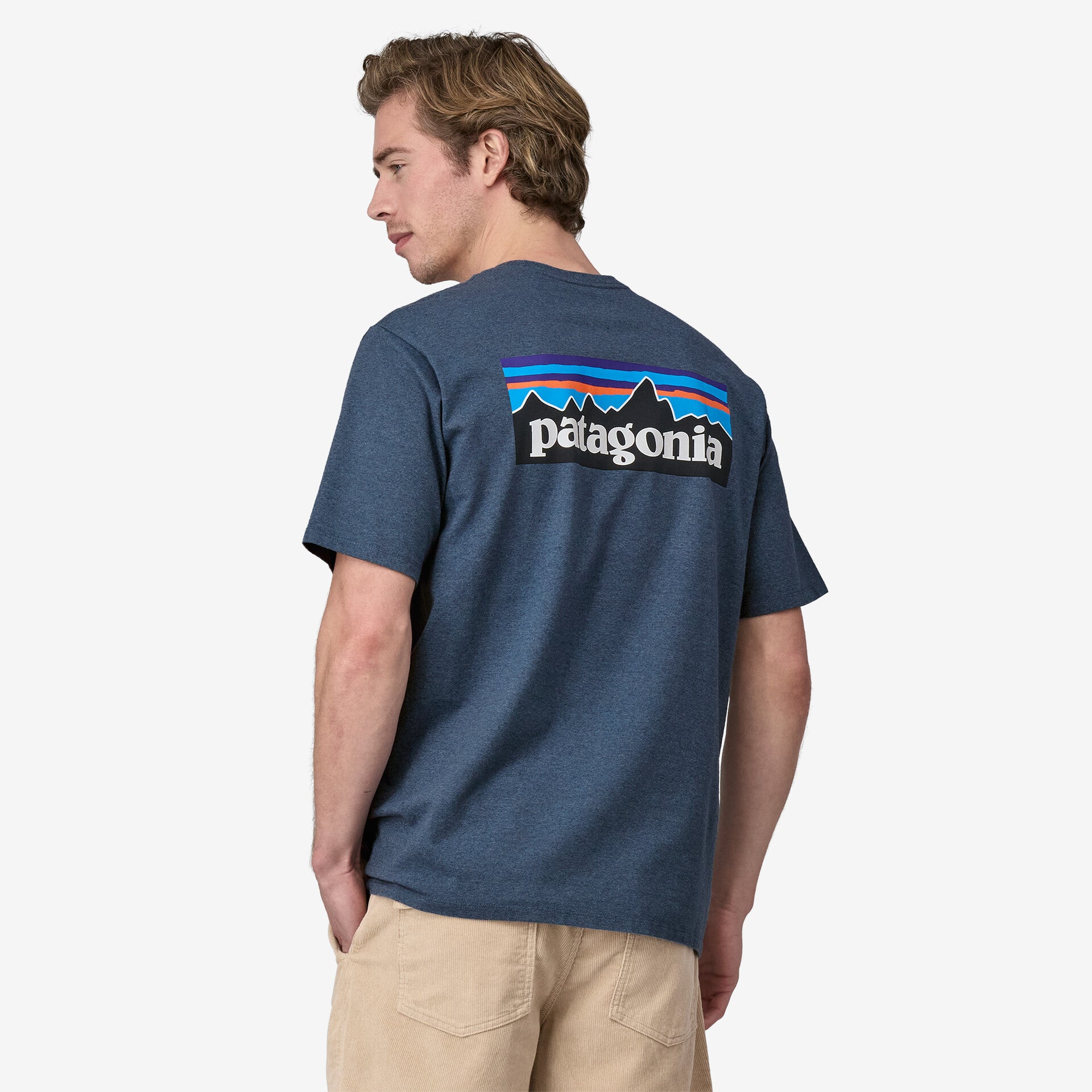 Men s PATAGONIA Logo Responsibili Tee T Shirt in BLUE CACTWS UK