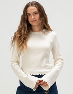 Womens BRIXTON Dolly Long Sleeve Knit T-Shirt in OFF WHITE