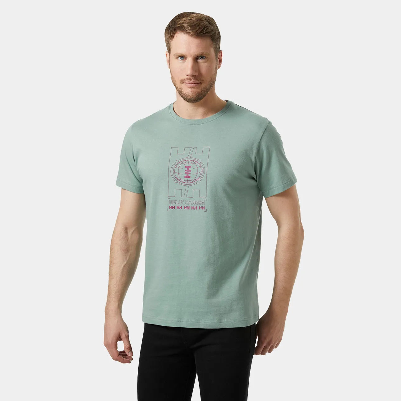 HELLY HANSEN Core Graphic T-Shirt in GREEN & PINK