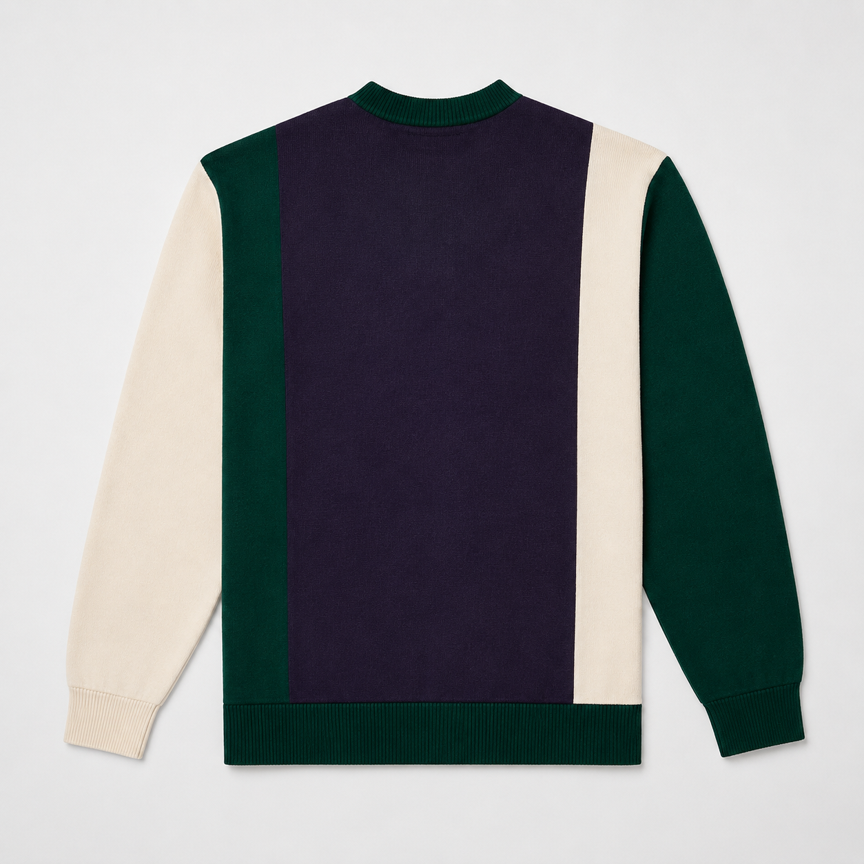 PARLEZ Area Crew Knit Sweatshirt in Deep Green & Navy