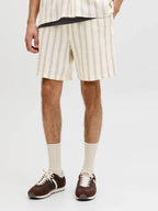 JACK & JONES Jaiden Coba Stripe Jog Shorts in ANTIQUE WHITE