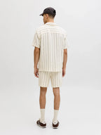 JACK & JONES Jaiden Coba Stripe Jog Shorts in ANTIQUE WHITE