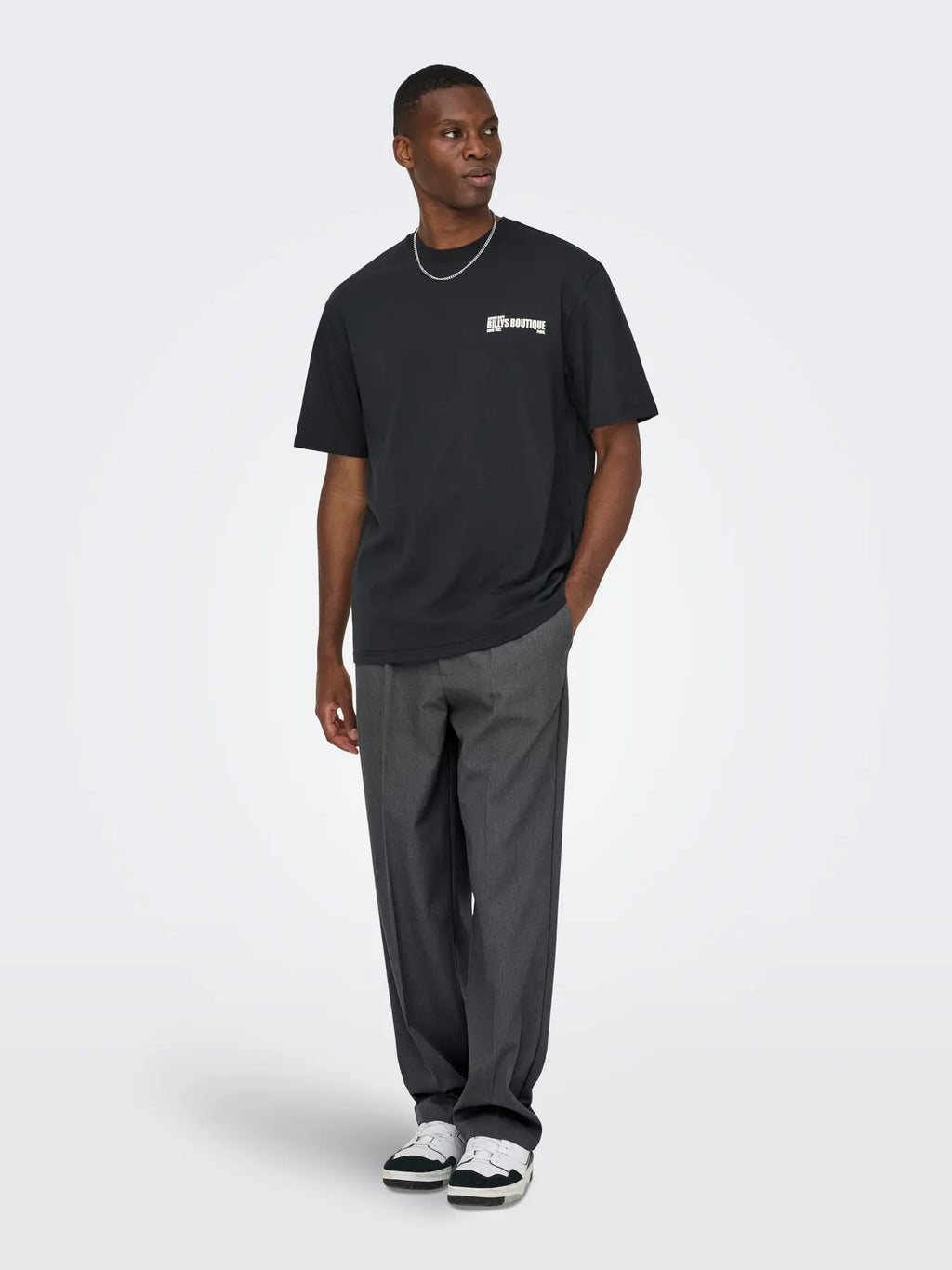 ONLY & SONS Miro Tailored Loose Fit Trousers in DARK GREY