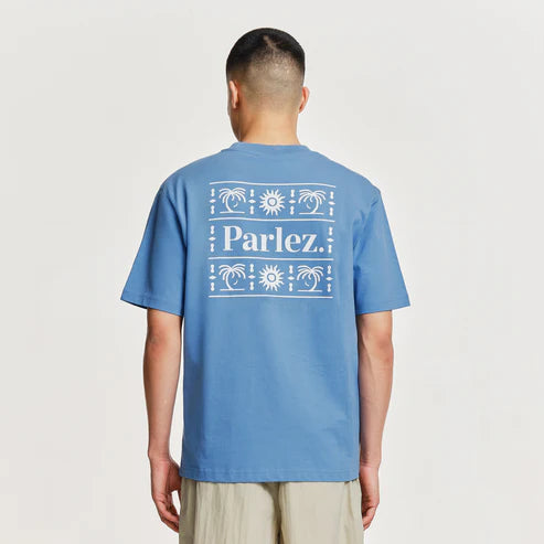 back view parlez blue graphic t-shirt