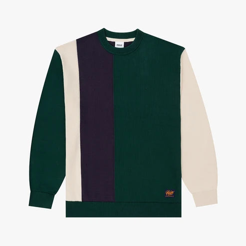 PARLEZ Area Crew Knit Sweatshirt in Deep Green & Navy