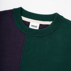 PARLEZ Area Crew Knit Sweatshirt in Deep Green & Navy