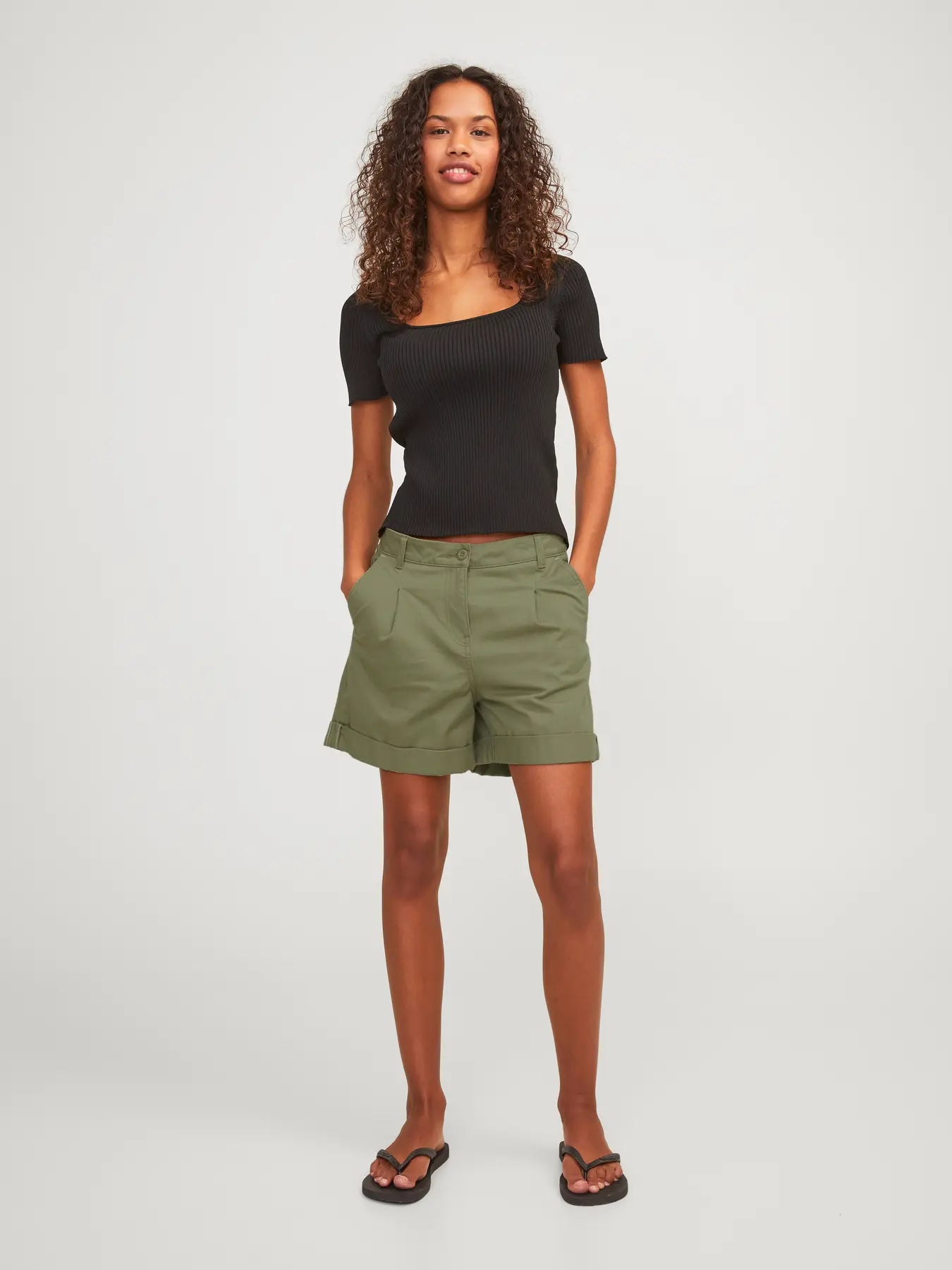 Womens JJXX Maddy Canvas Shorts GREEN