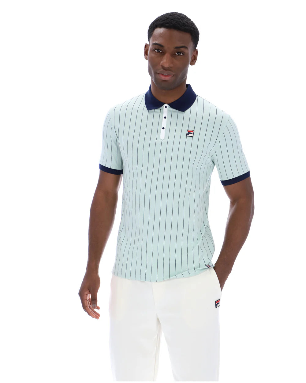 FILA BB1 Classic Vintage Striped Polo in SURF SPRAY