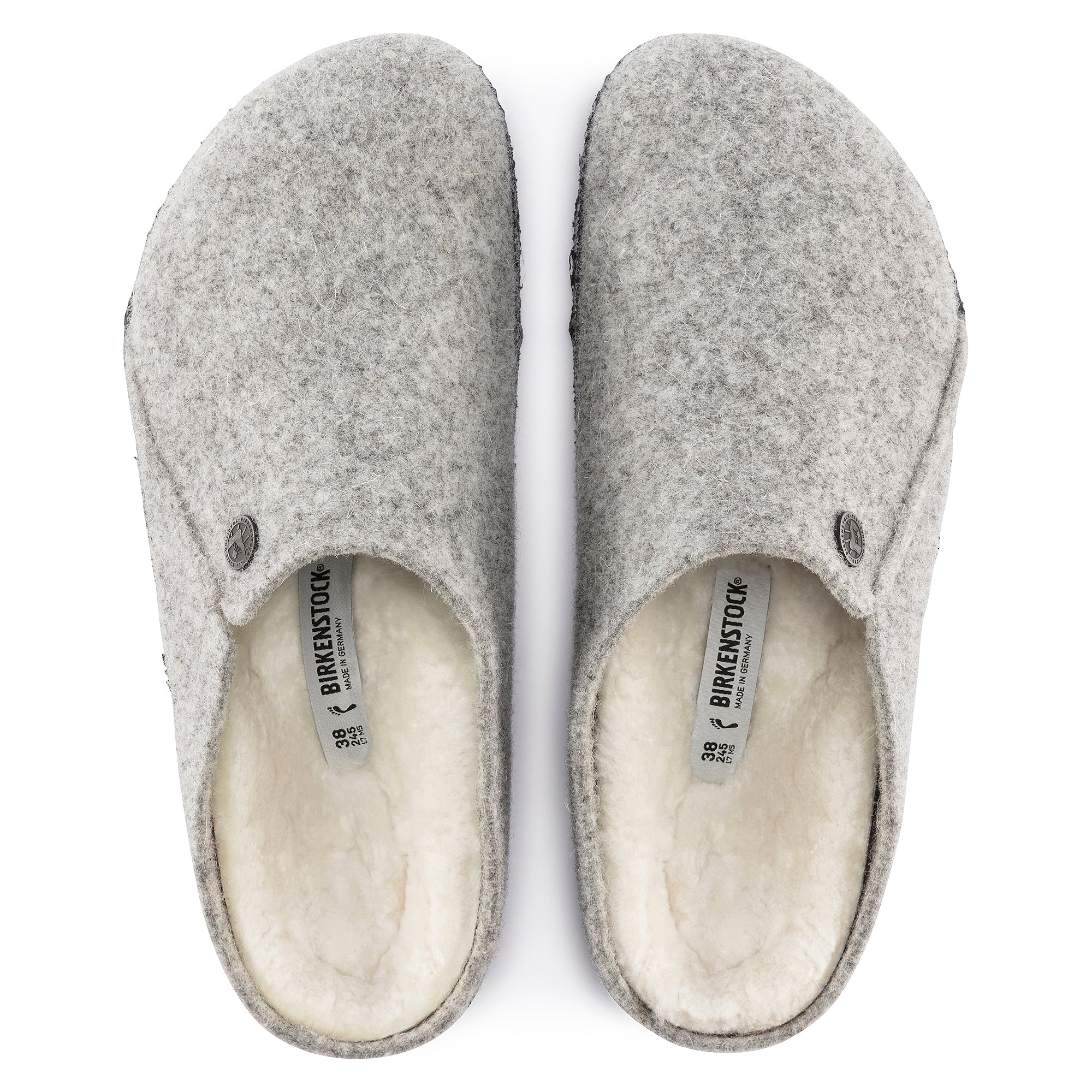 BIRKENSTOCK Zermatt Wool Sherling Slippers in LIGHT GREY