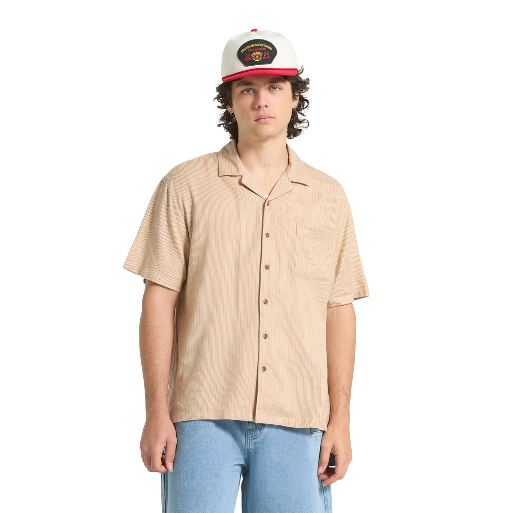 BRIXTON Bunker Slub Shirt in Italian Clay Stripe