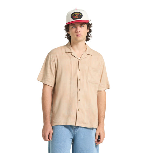 BRIXTON Bunker Slub Shirt in Italian Clay Stripe