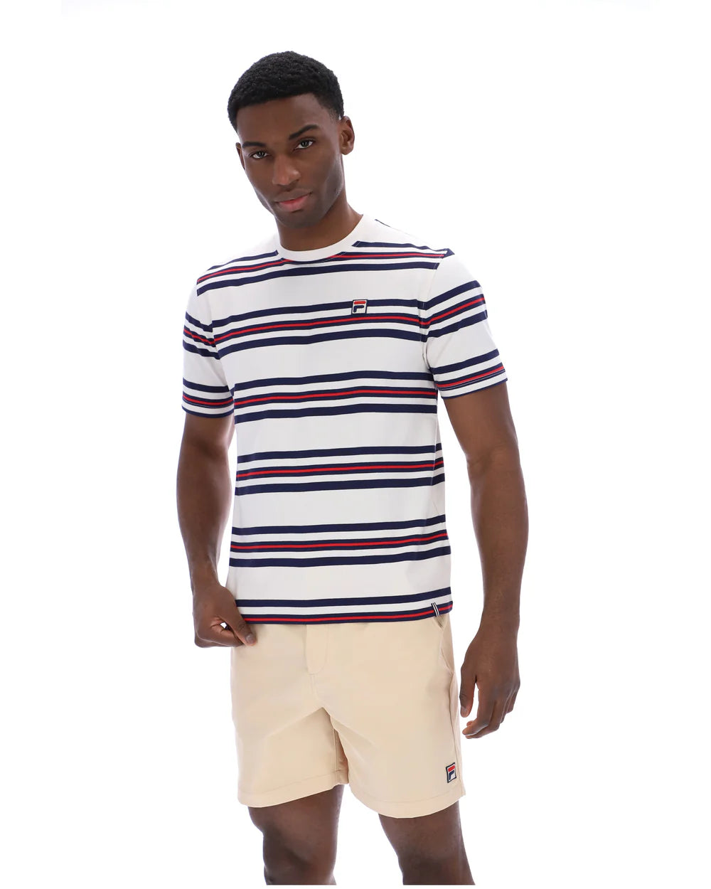 FILA Cesare Yarn Dye Stripe T-Shirt in GARDENIA