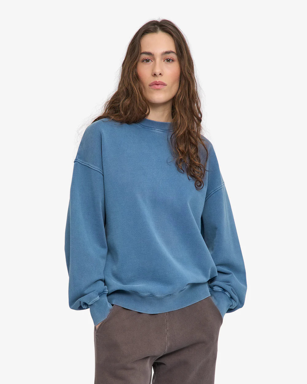 COLORFUL STANDARD Oversized Crew in Faded Indigo