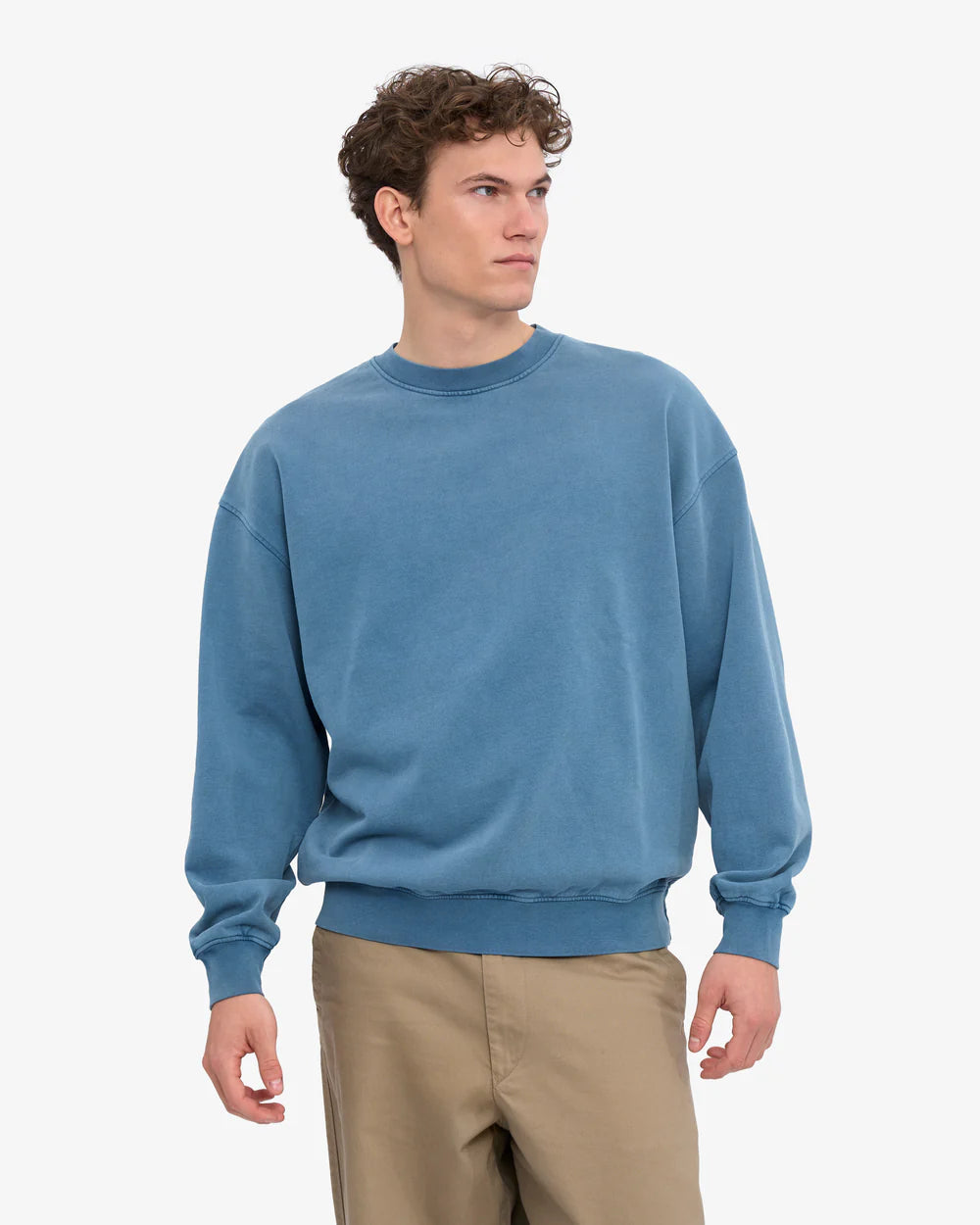 COLORFUL STANDARD Oversized Crew in Faded Indigo