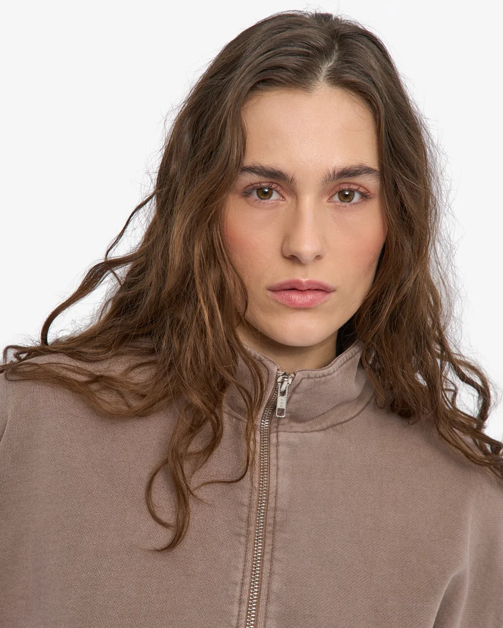 Womens COLORFUL STANDARD Organic Quarter Zip in FADED KHAKI