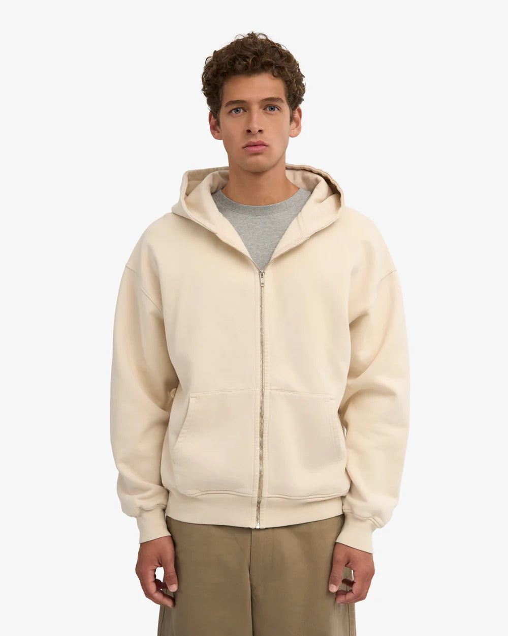 COLORFUL STANDARD Organic Oversized Zip Hoodie in Ivory White