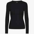 Womens COLORFUL STANDARD Rib Long Sleeve T-Shirt in Black