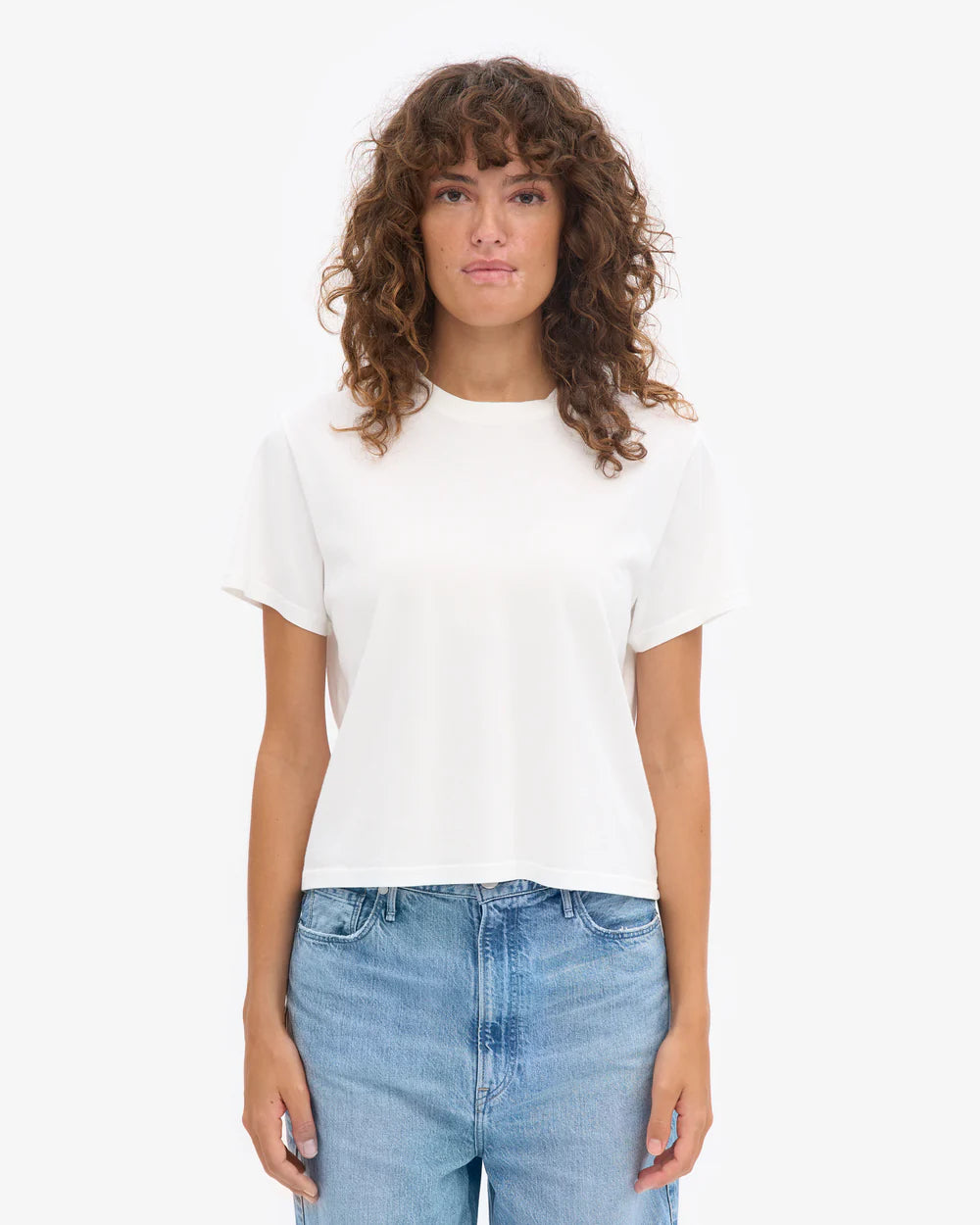 Womens COLORFUL STANDARD Organic Boxy Crop Tee in Optical White