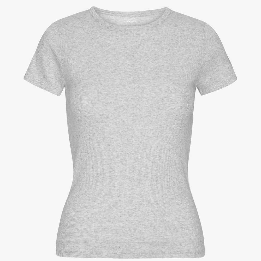 Womens COLORFUL STANDARD Rib T-Shirt in Light Gray