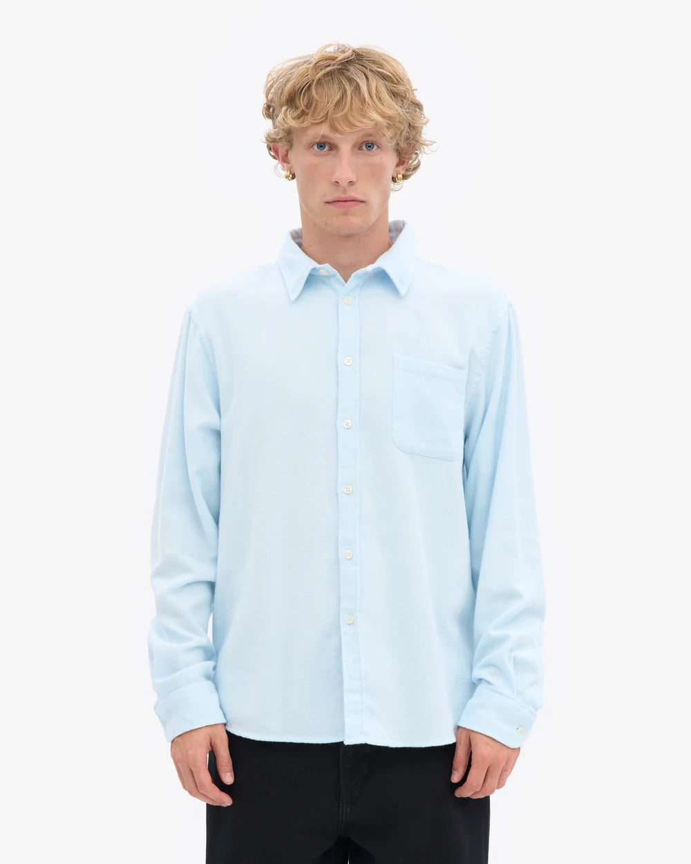 COLORFUL STANDARD Organic Flannel Shirt in POLAR BLUE
