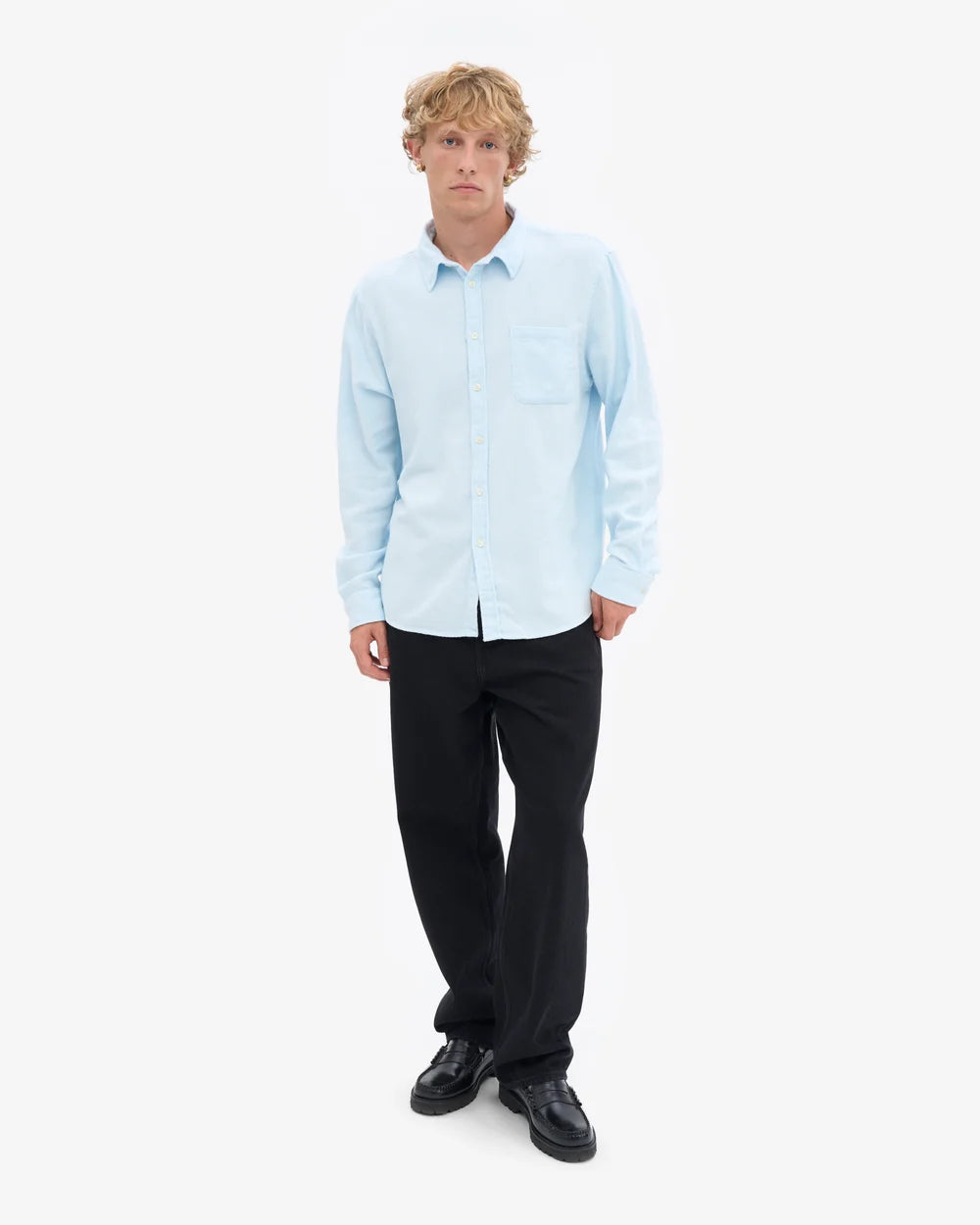 COLORFUL STANDARD Organic Flannel Shirt in POLAR BLUE